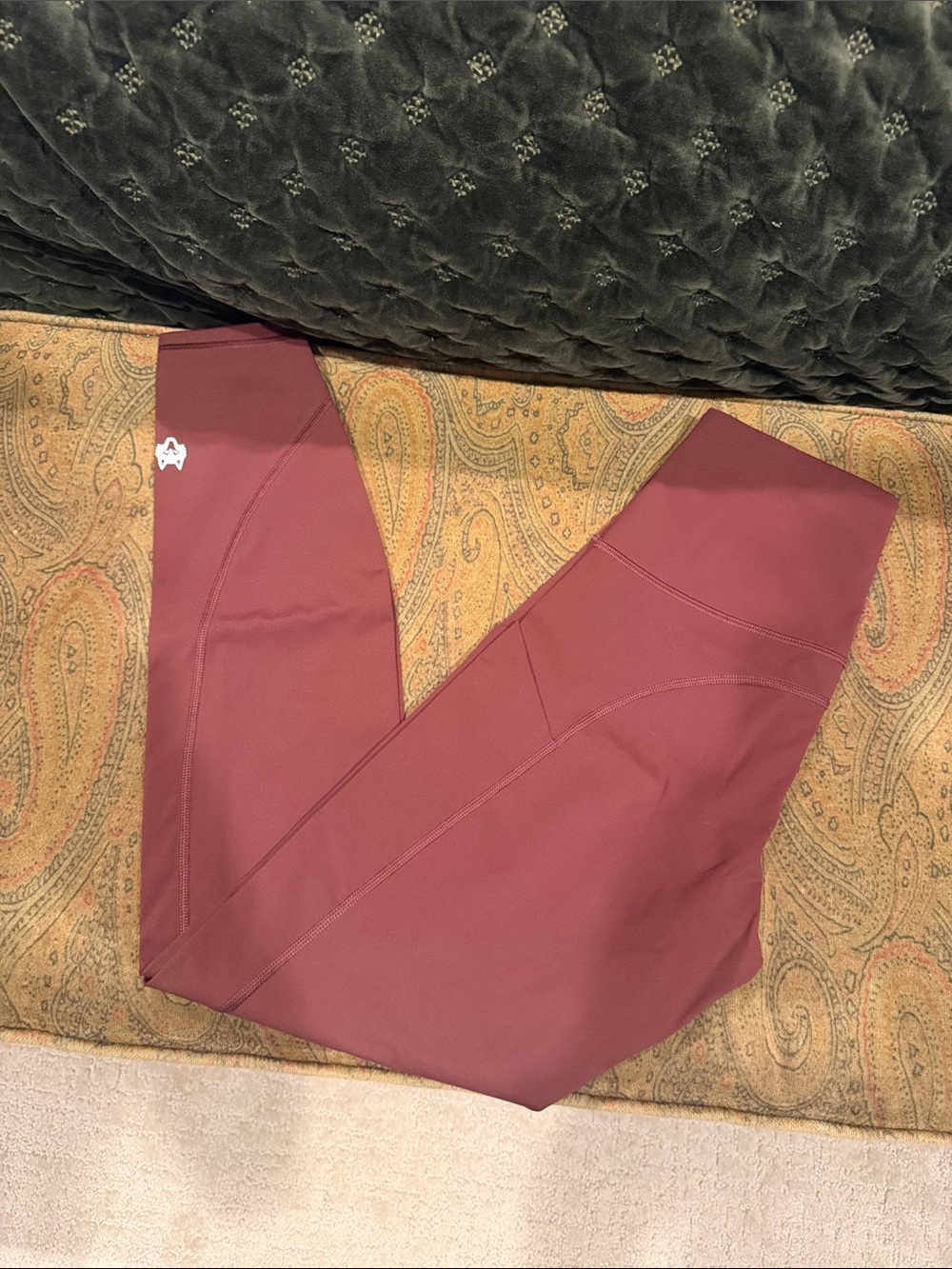 Women’s High-Rise Burgundy Leggings with Logo